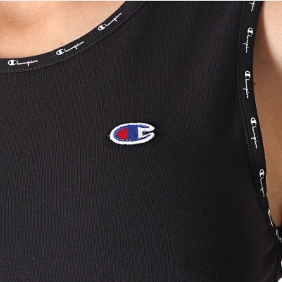 CHAMPION Midi Dress Ring tee Graphic trims Embroidered logo 111656 Black Sz L - Picture 4 of 15